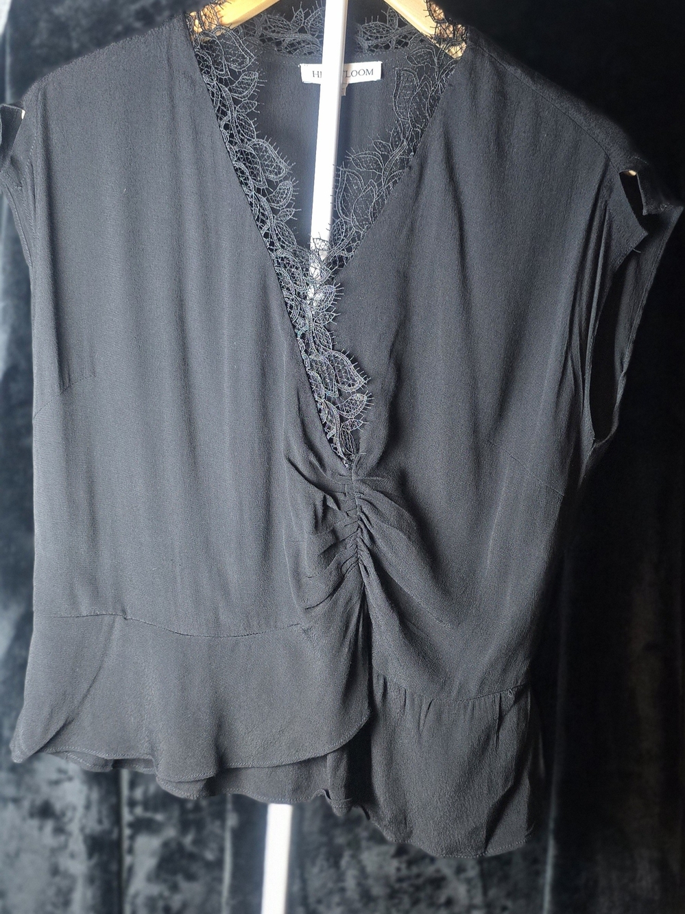 Heartloom Black Lace-Trim V-Neck Blouse